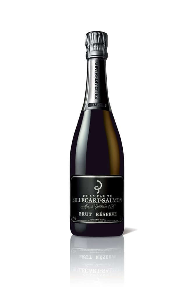 Bottle of Billecart-Salmon Brut Réserve Champagne, showcasing elegant design and rich flavor profile.